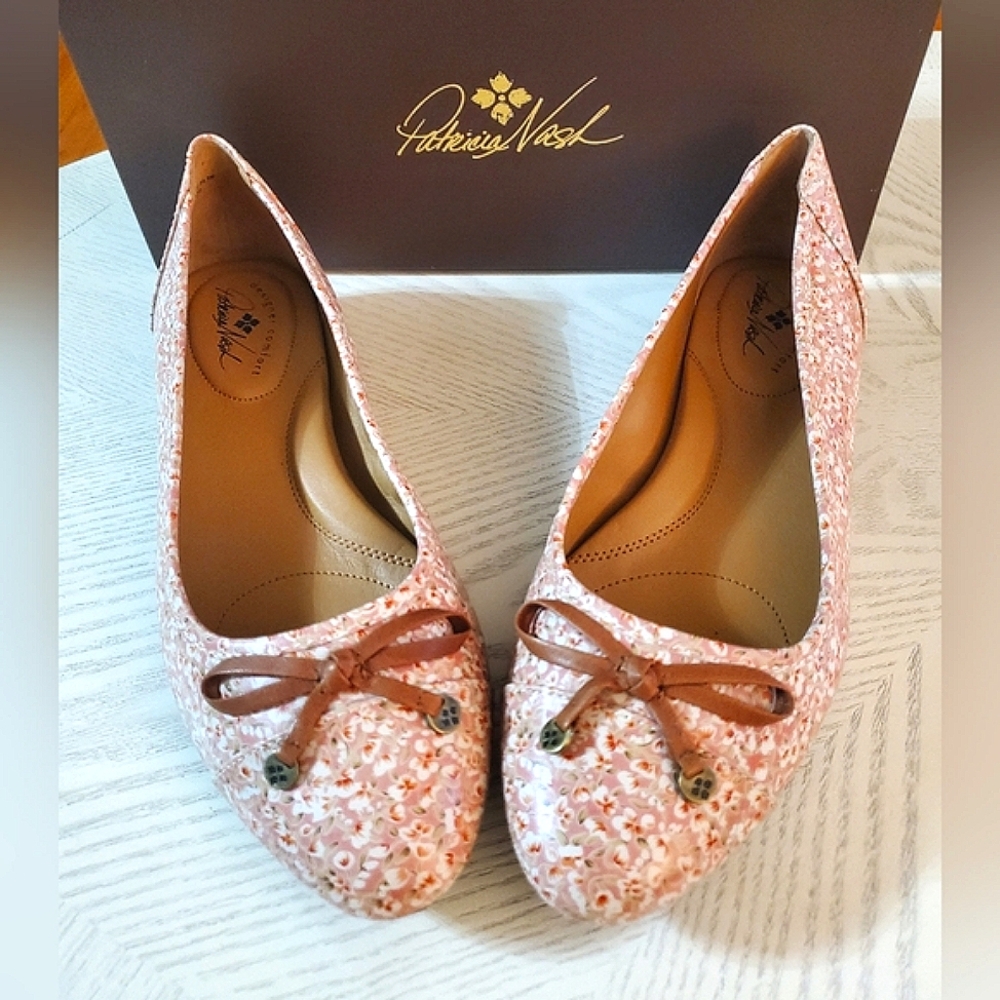 Patricia Nash Bettina Ballet Flats Blush Floral Print Size 9.5 New In Box